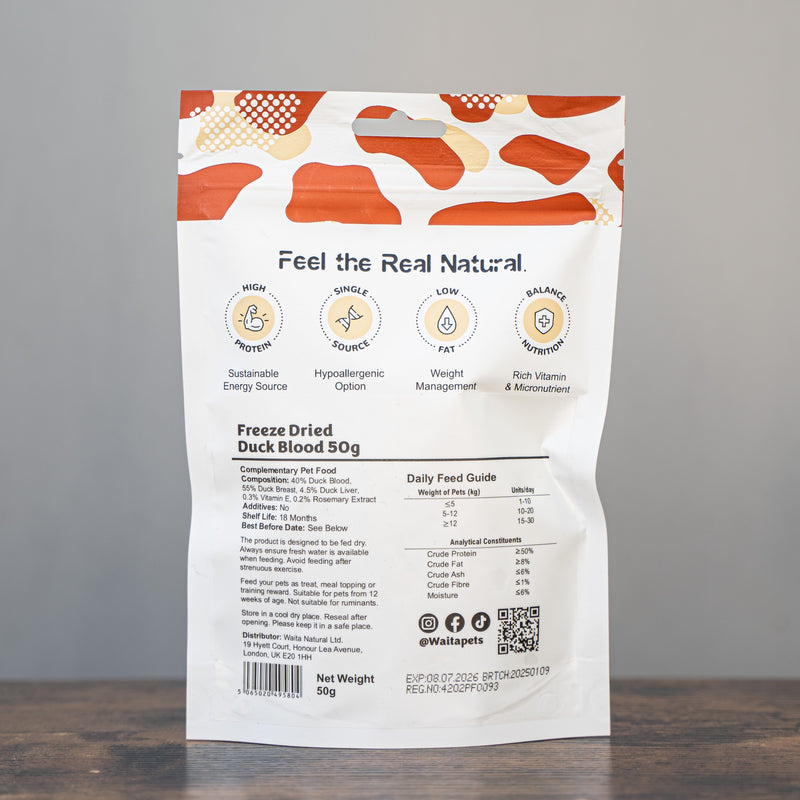 Waita Freeze Dried Duck Blood 50g(1*1*1cm)/600g(1*1.5*2cm)