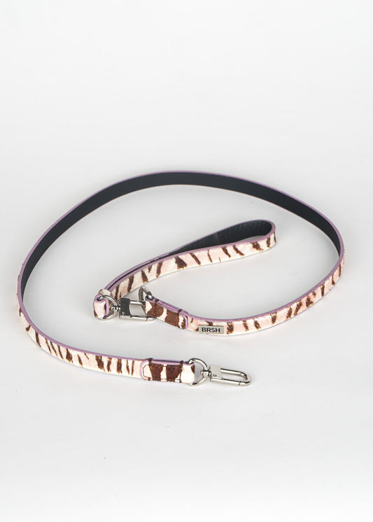 RILEY Zebra Print Leather Dog Leash