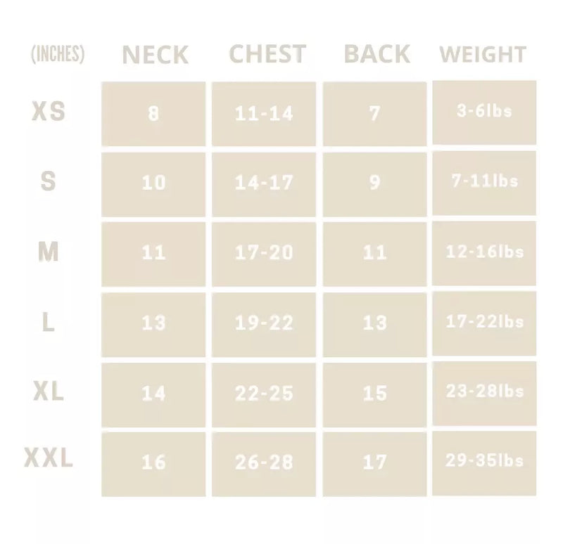 Pet Sweater Vest Size Guide