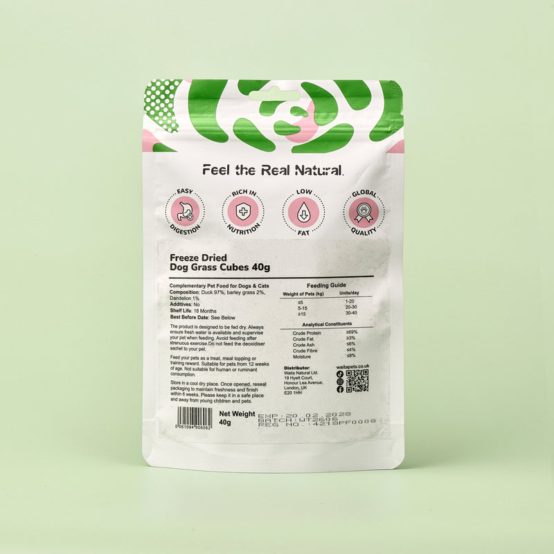Waita Freeze Dried Dog Grass Cubes 40g