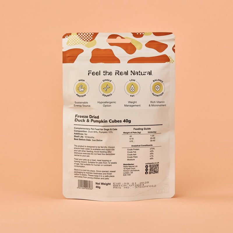 Waita Freeze Dried Duck & Pumpkin Cubes 40g