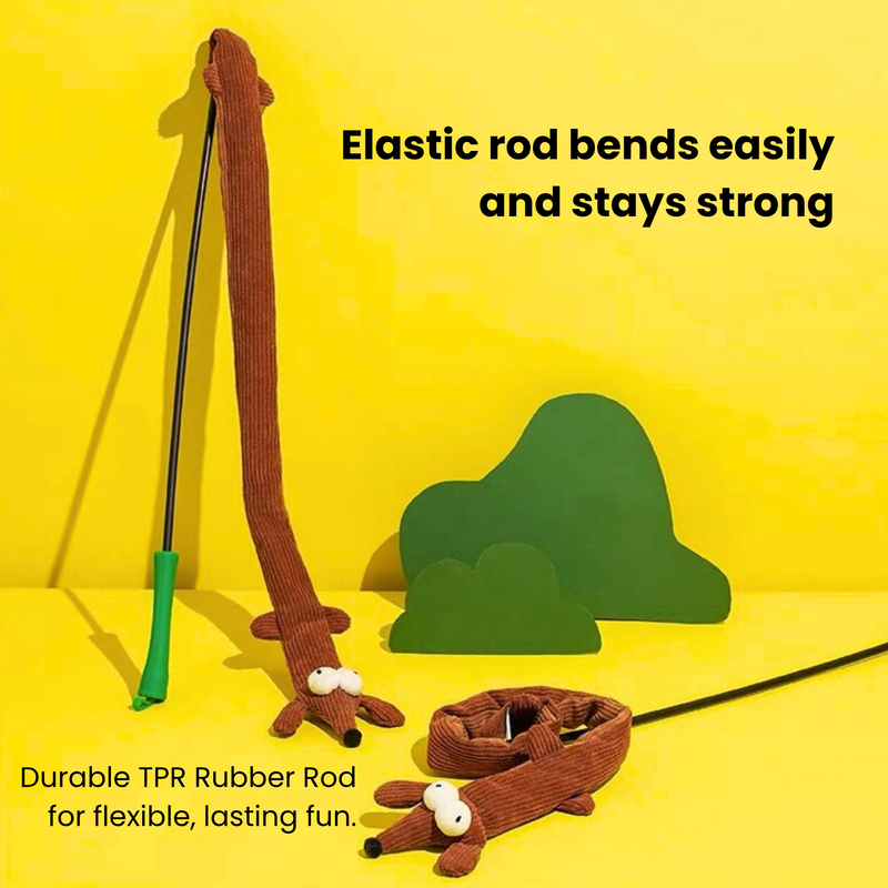 Dachshund Dog Teaser Wand for Cats