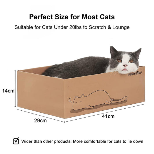 Cat Scratcher Box with 5 Reversible Cardboard Refill Pads — 2-in-1 Scratch Pad & Lounger (40 x 28 cm)