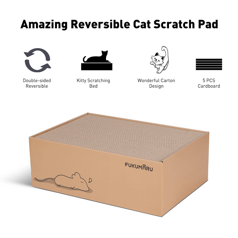 Cat Scratcher Box with 5 Reversible Cardboard Refill Pads — 2-in-1 Scratch Pad & Lounger (40 x 28 cm)