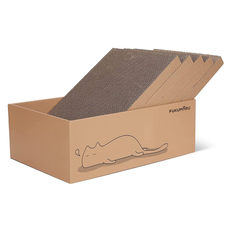 Cat Scratcher Box with 5 Reversible Cardboard Refill Pads — 2-in-1 Scratch Pad & Lounger (40 x 28 cm)
