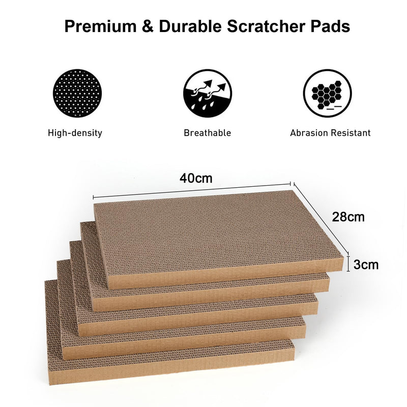 Cat Scratcher Box with 5 Reversible Cardboard Refill Pads — 2-in-1 Scratch Pad & Lounger (40 x 28 cm)