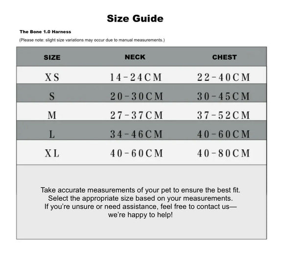 The Bone 1.0 Size Guide