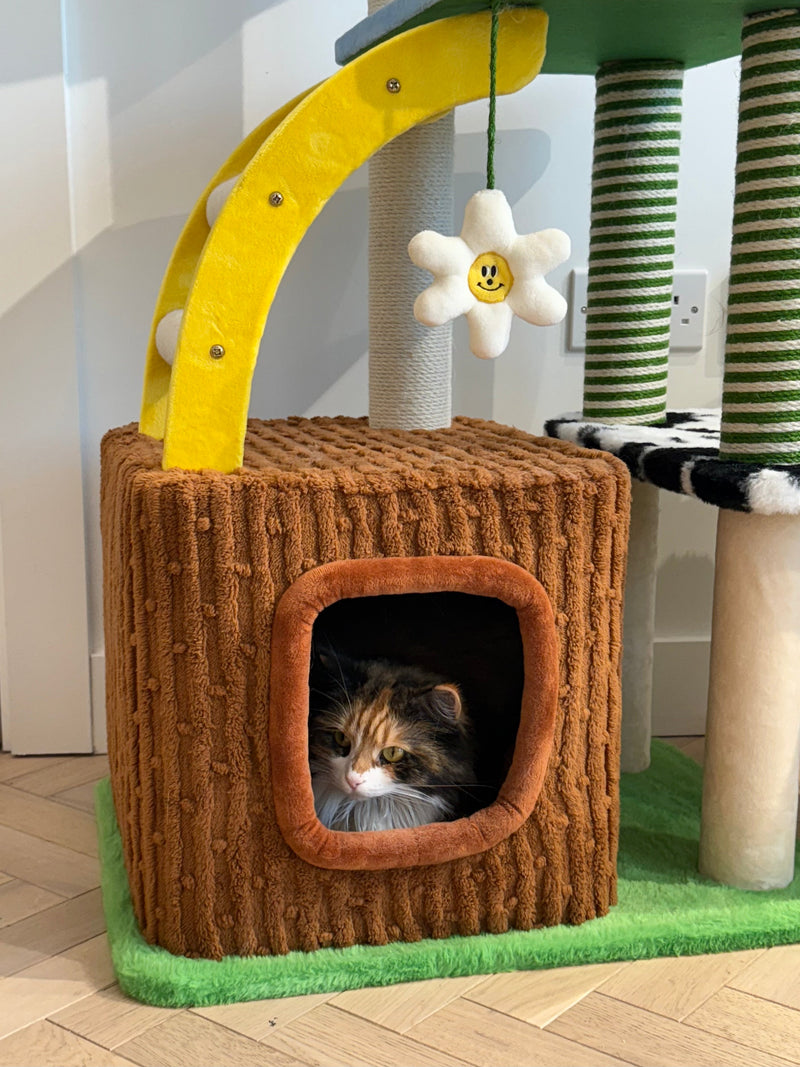zeze Deluxe 3-in-1 Multi-Function Cat Tree — Bed, Scratcher & Multi-Level Activity Tower