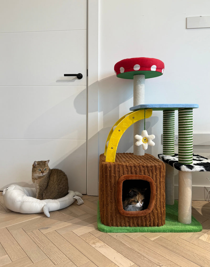 zeze Deluxe 3-in-1 Multi-Function Cat Tree — Bed, Scratcher & Multi-Level Activity Tower