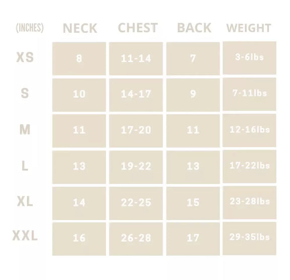 Pet Sweater Vest Size Guide