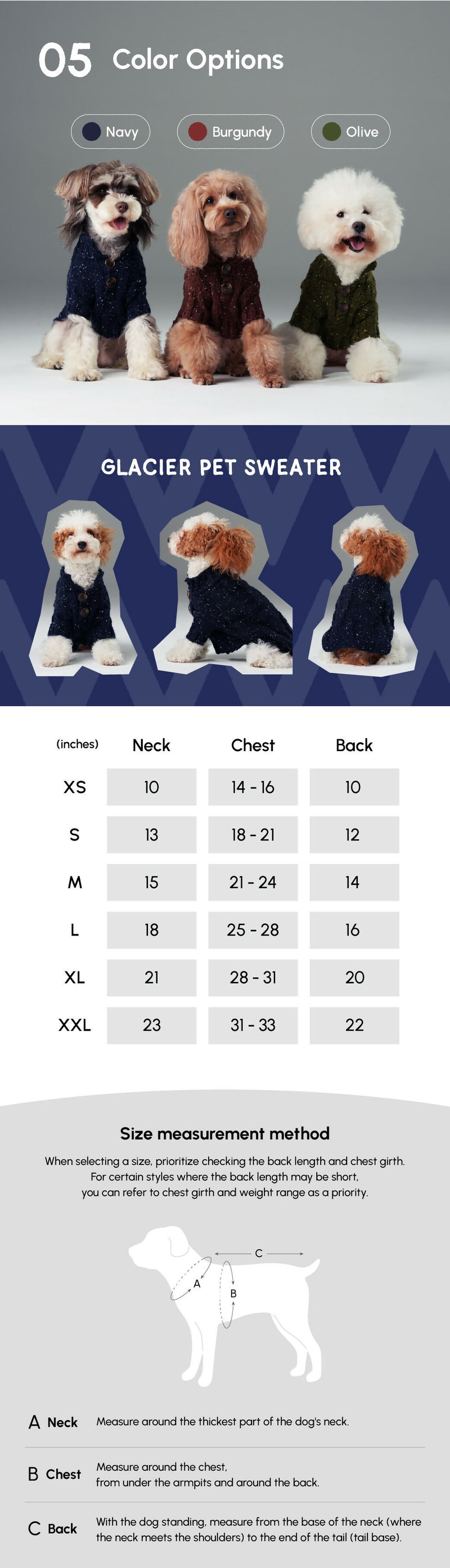 Glacier Pet Sweater - Navy Blue