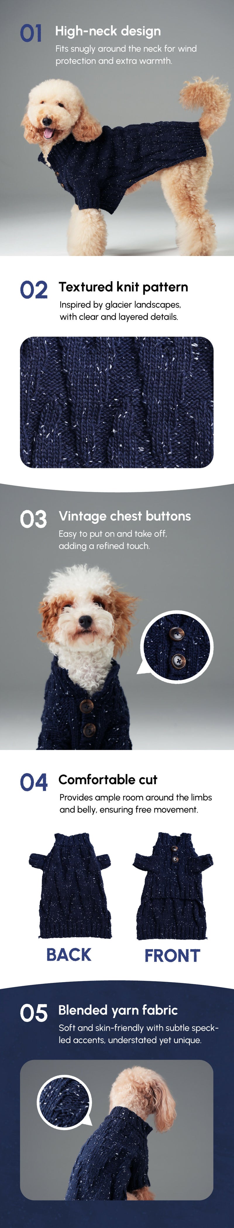 Glacier Pet Sweater - Navy Blue