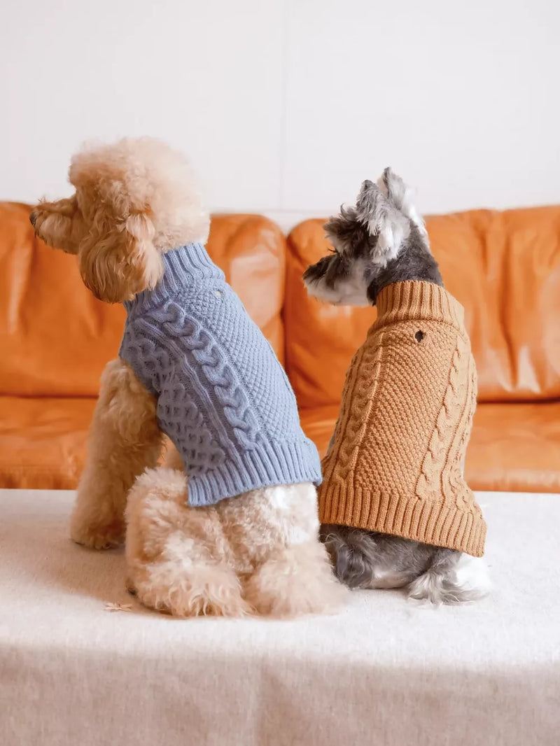 Pet Sweater Vest Toffee Orange Ice Blue & Toffee